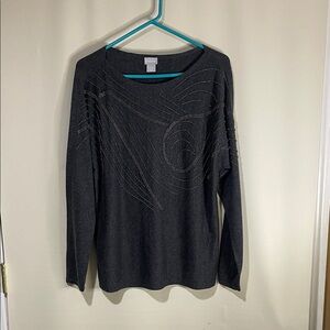 NWOT Chico's Cashmere Blend Gray Embellished Sweater Size 1/ Medium